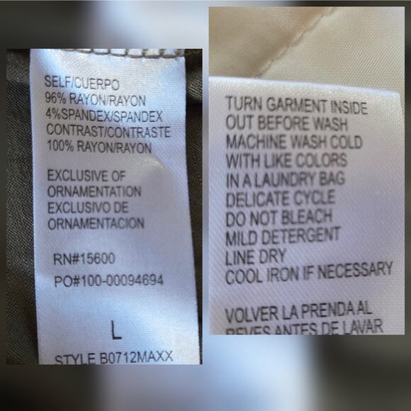 Democracy Blouse NWT V-neck button front, roll tab sleeves sz Large green - Picture 9 of 10